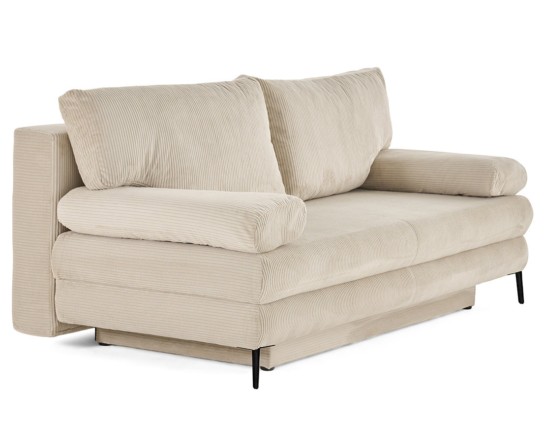 Canapé droit 3 places convertible avec coffre en velours côtelé Elton Canapé droit 3 places convertible avec coffre en velours côtelé Elton