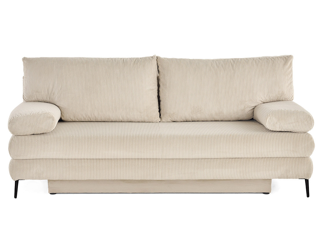 Canapé droit 3 places convertible avec coffre en velours côtelé Elton Canapé droit 3 places convertible avec coffre en velours côtelé Elton