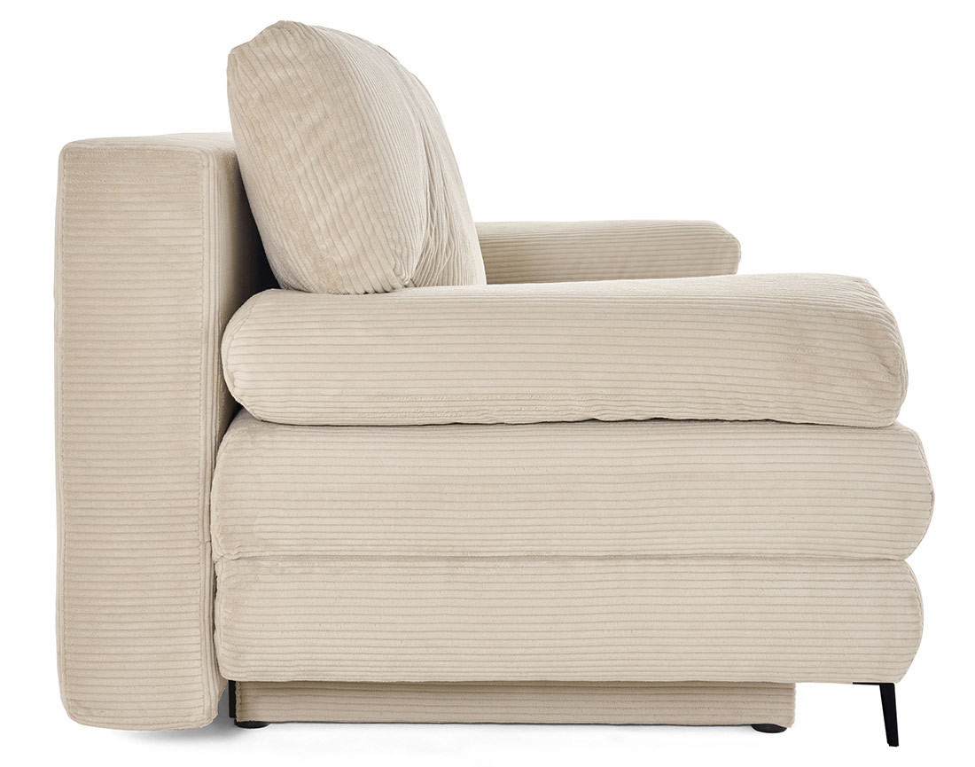 Canapé droit 3 places convertible avec coffre en velours côtelé Elton Canapé droit 3 places convertible avec coffre en velours côtelé Elton