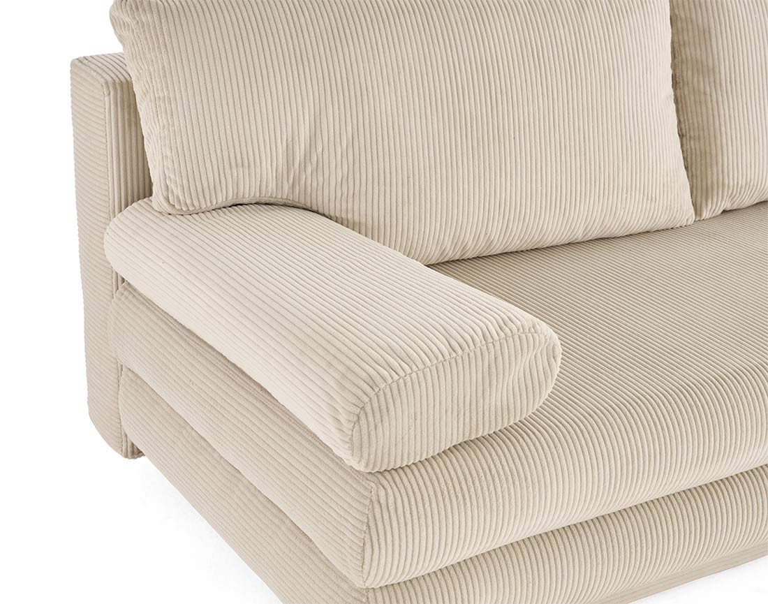 Canapé droit 3 places convertible avec coffre en velours côtelé Elton Canapé droit 3 places convertible avec coffre en velours côtelé Elton