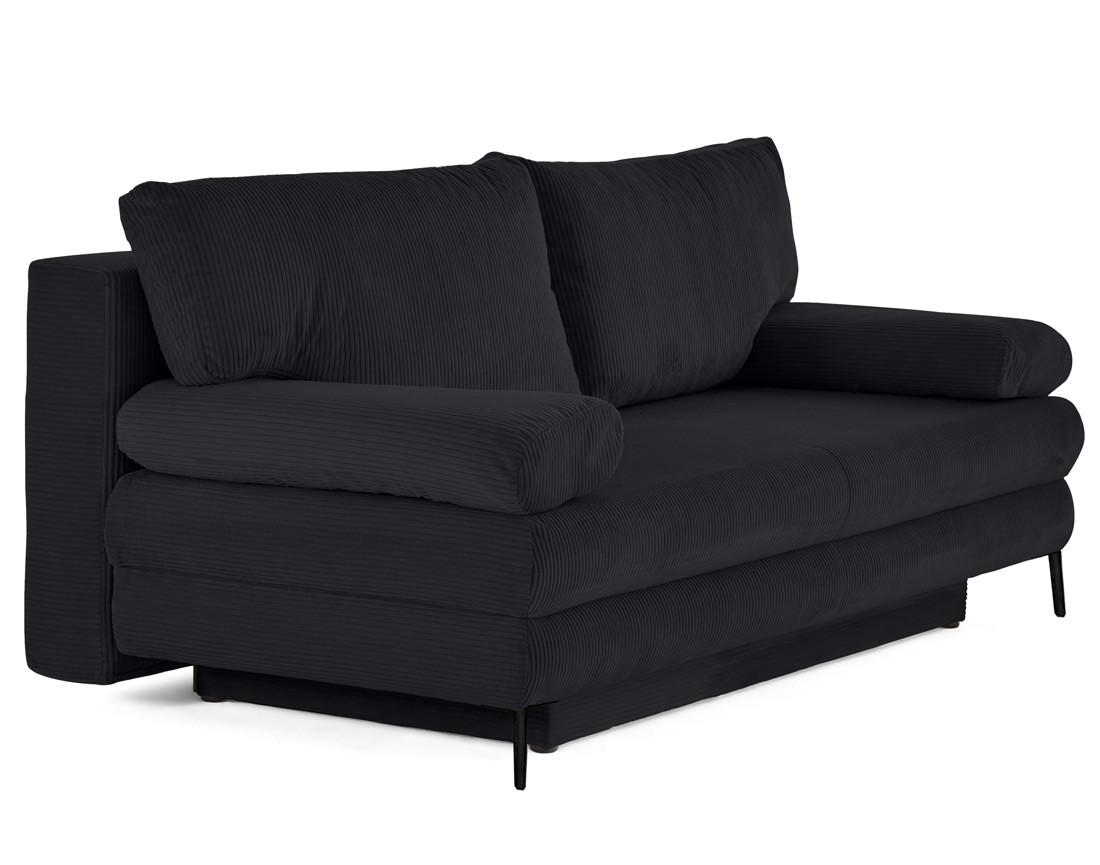 Canapé droit 3 places convertible avec coffre en velours côtelé Elton Canapé droit 3 places convertible avec coffre en velours côtelé Elton