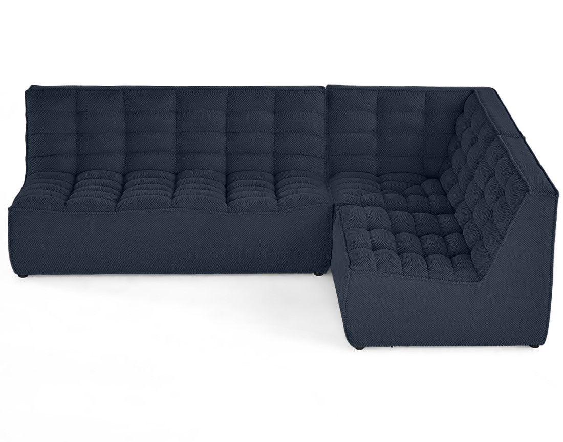 Canapé modulable d'angle réversible 4 places en velours texturé Ellie