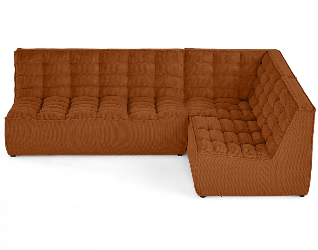 Canapé modulable d'angle réversible 4 places en velours texturé Ellie