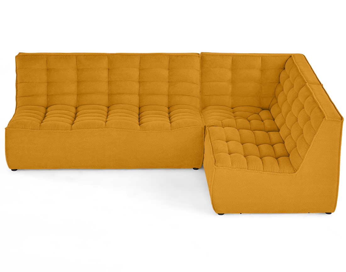 Canapé modulable d'angle réversible 4 places en velours texturé Ellie