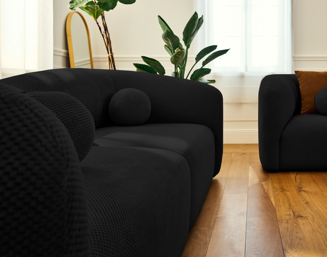 Canapé droit 2 places en velours texturé Charles Canapé droit 2 places en velours texturé Charles