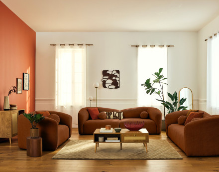 Canapé droit 2 places en velours texturé Charles