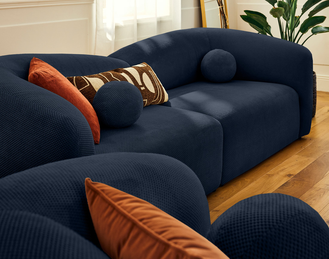 Canapé droit 4 places en velours texturé Charles