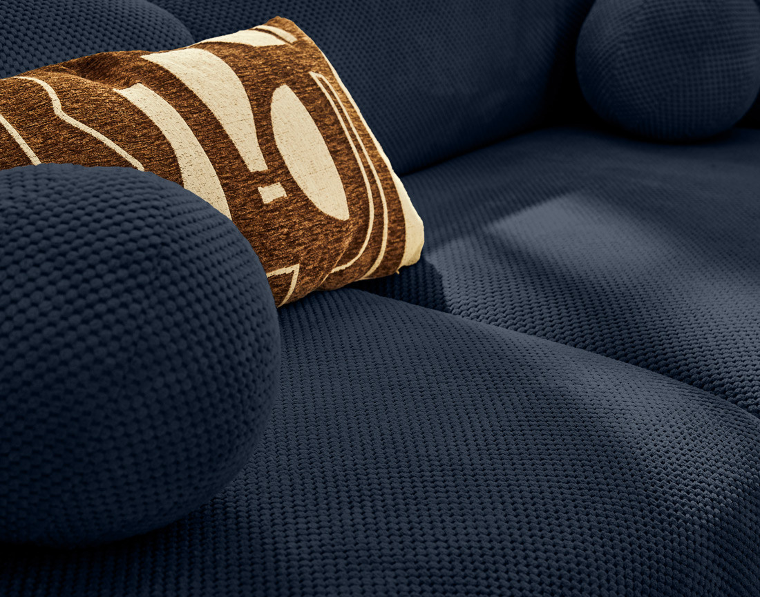 Canapé droit 4 places en velours texturé Charles