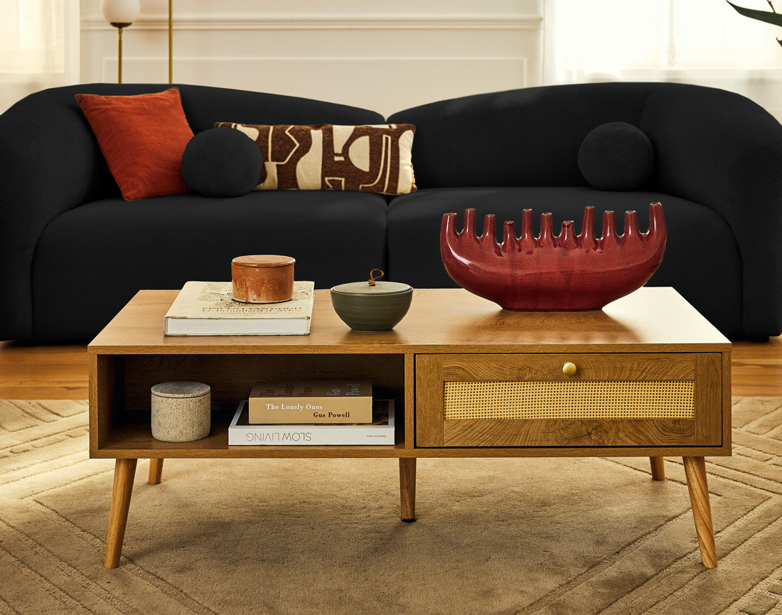 Canapé droit 4 places en velours texturé Charles Canapé droit 4 places en velours texturé Charles