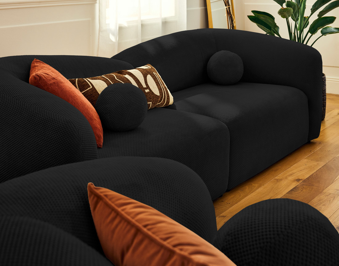 Canapé droit 4 places en velours texturé Charles Canapé droit 4 places en velours texturé Charles