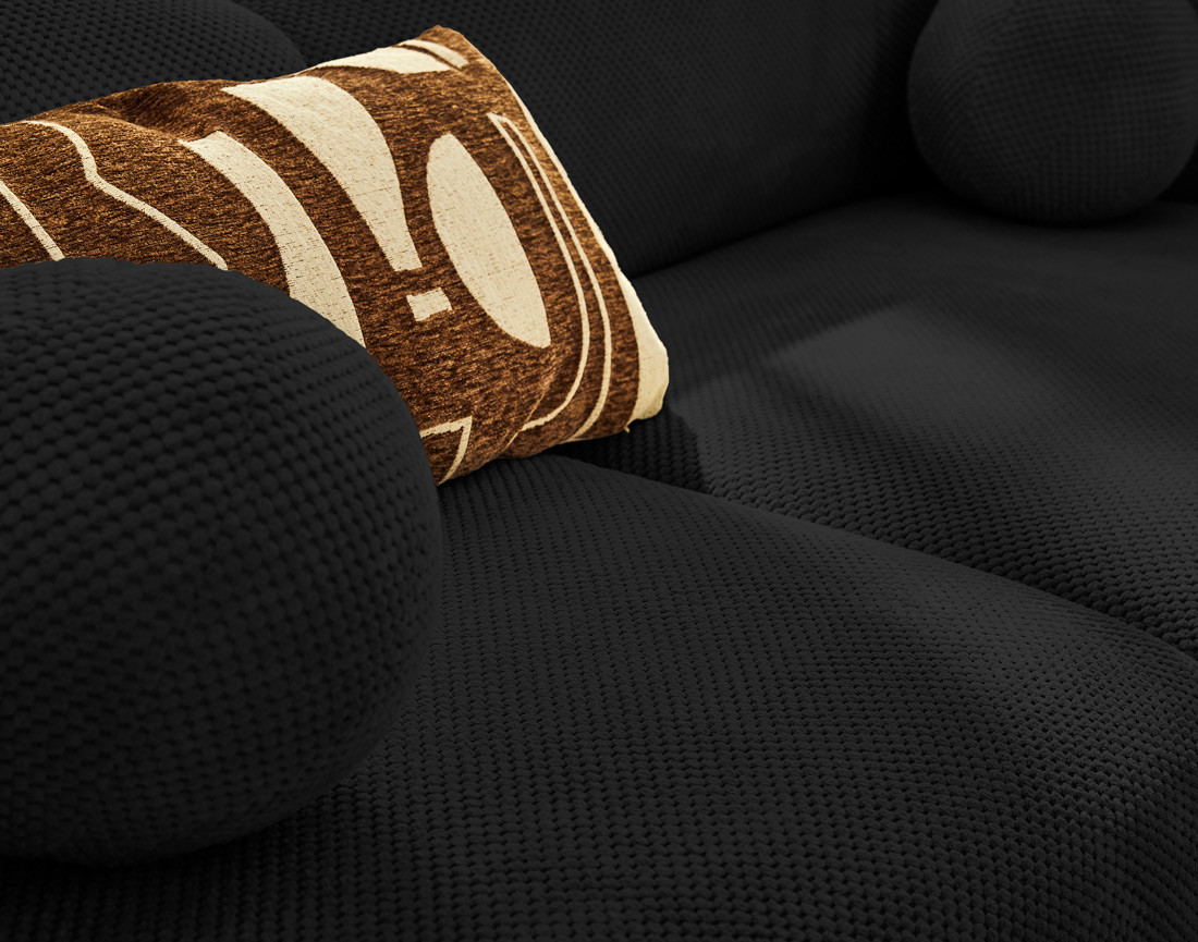 Canapé droit 4 places en velours texturé Charles Canapé droit 4 places en velours texturé Charles