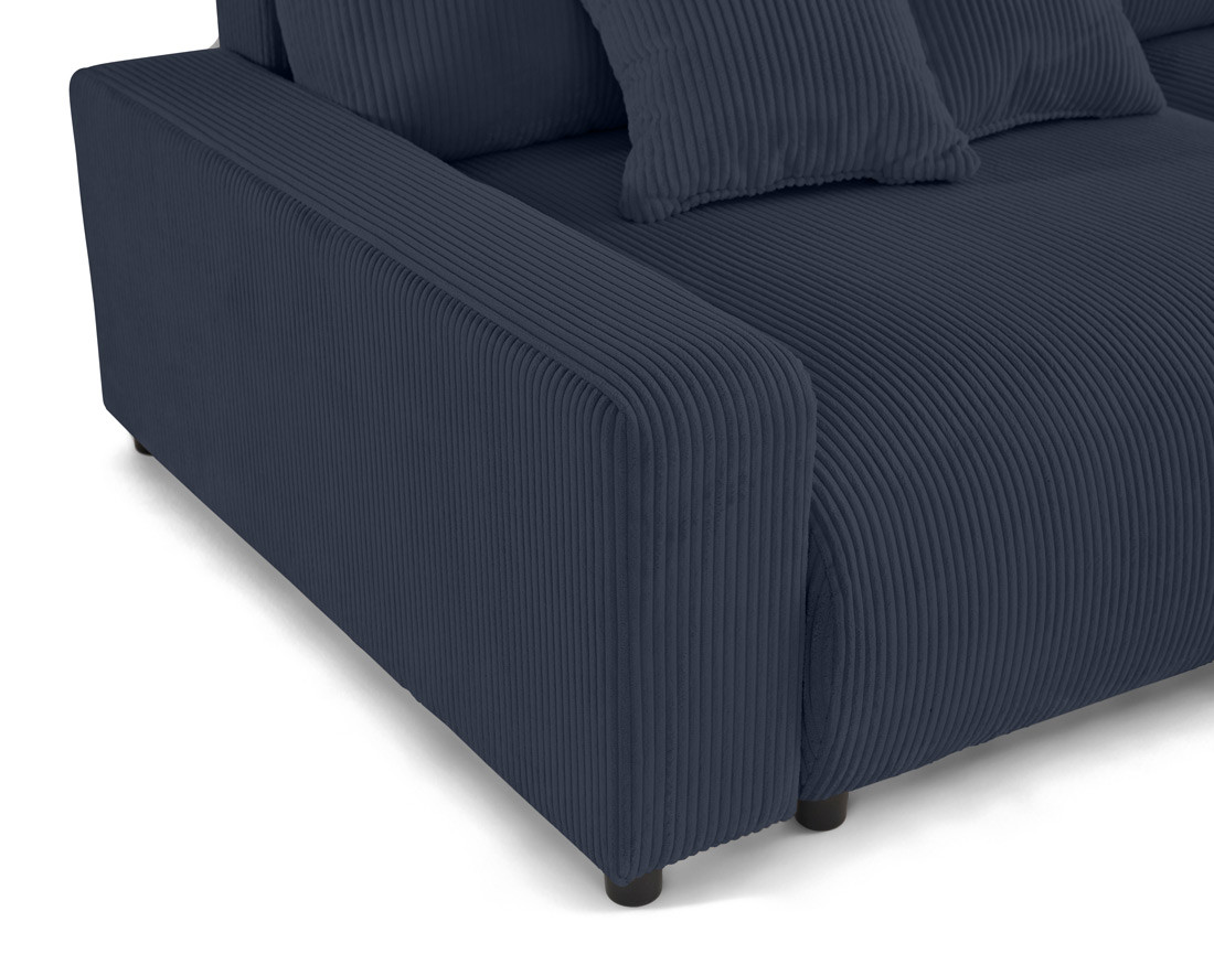 Canapé d'angle réversible 4 places convertible avec deux coffres en velours côtelé Pivoine