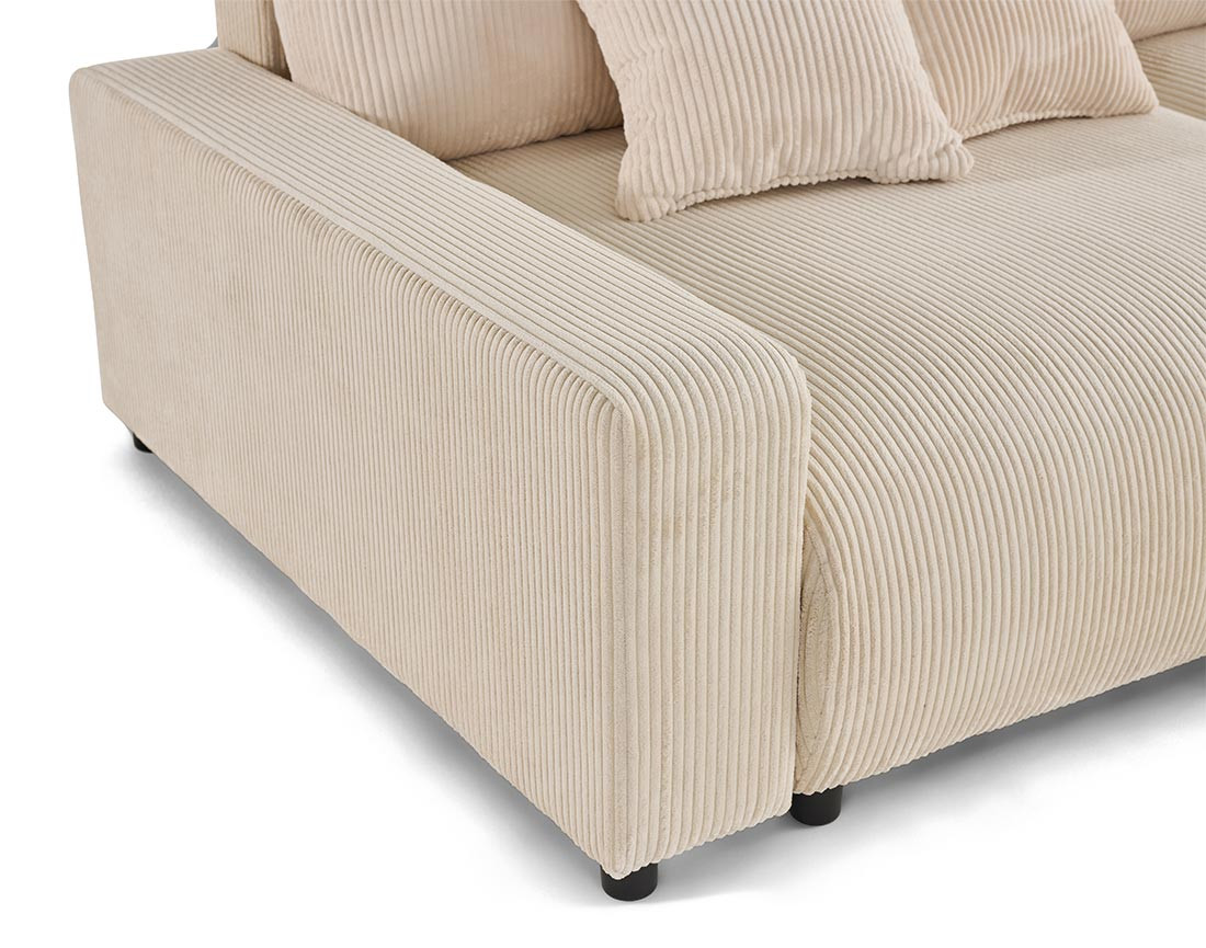 Canapé d'angle réversible 4 places convertible avec deux coffres en velours côtelé Pivoine Canapé d'angle réversible 4 places convertible avec deux coffres en velours côtelé Pivoine