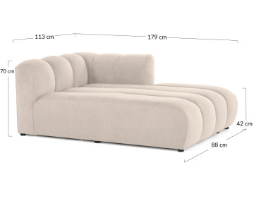 Module d'assise méridienne droit en tissu texturé Debbie