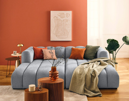 Module d'assise méridienne droit en tissu texturé Debbie