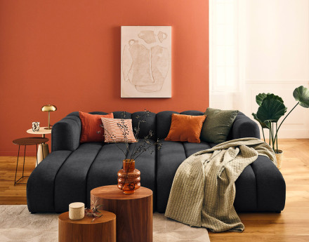 Module d'assise méridienne droit en tissu texturé Debbie