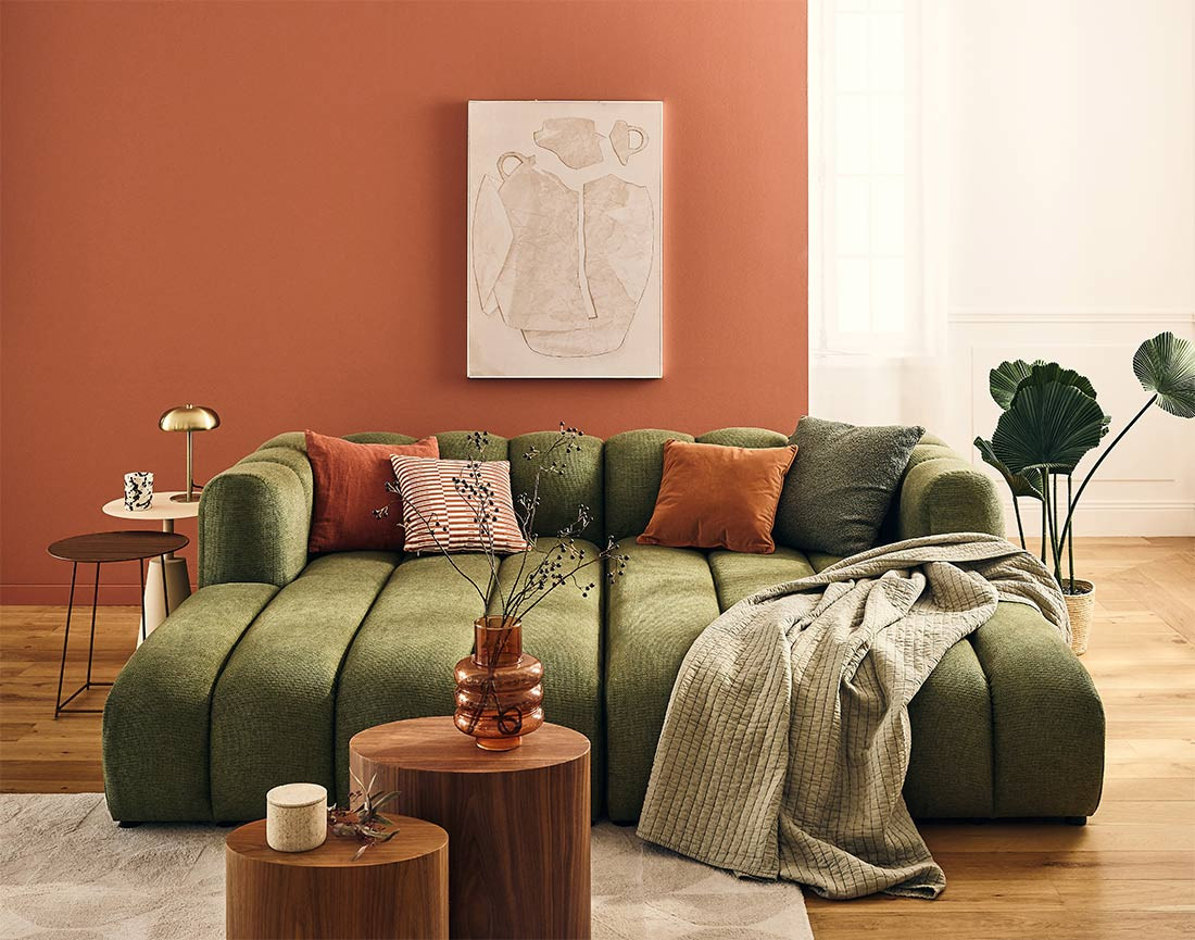 Module d'assise méridienne droit en tissu texturé Debbie