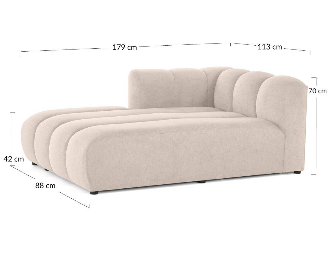 Module d'assise méridienne gauche en tissu texturé Debbie
