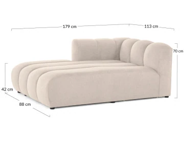 Module d'assise méridienne gauche en tissu texturé Debbie