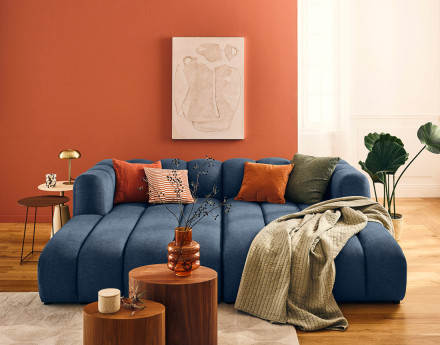 Module d'assise méridienne gauche en tissu texturé Debbie