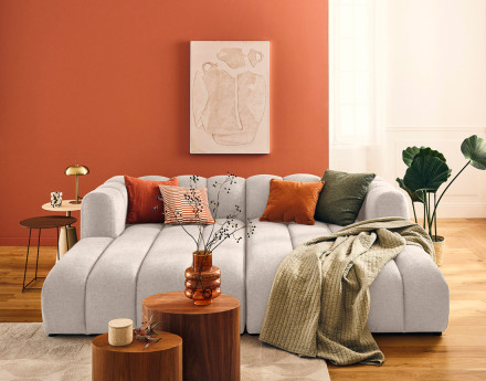 Module d'assise méridienne gauche en tissu texturé Debbie