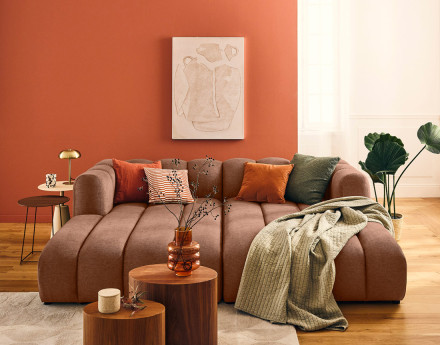 Module d'assise méridienne gauche en tissu texturé Debbie