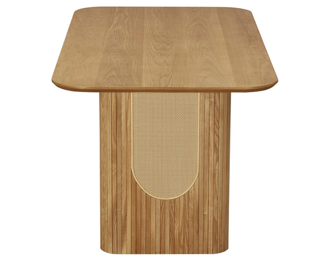 Table à manger bois plaqué chêne et cannage 180 cm Milazzo