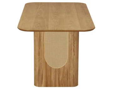 Table à manger bois plaqué chêne et cannage 180 cm Milazzo
