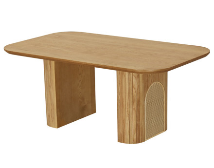 Table basse bois plaqué chêne et cannage 120 cm Milazzo