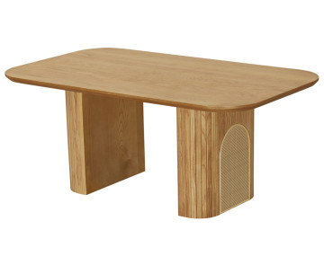Table basse bois plaqué chêne et cannage 120 cm Milazzo