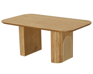Table basse bois plaqué chêne et cannage 120 cm Milazzo
