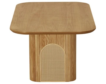 Table basse bois plaqué chêne et cannage 120 cm Milazzo