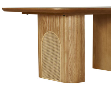 Table basse bois plaqué chêne et cannage 120 cm Milazzo