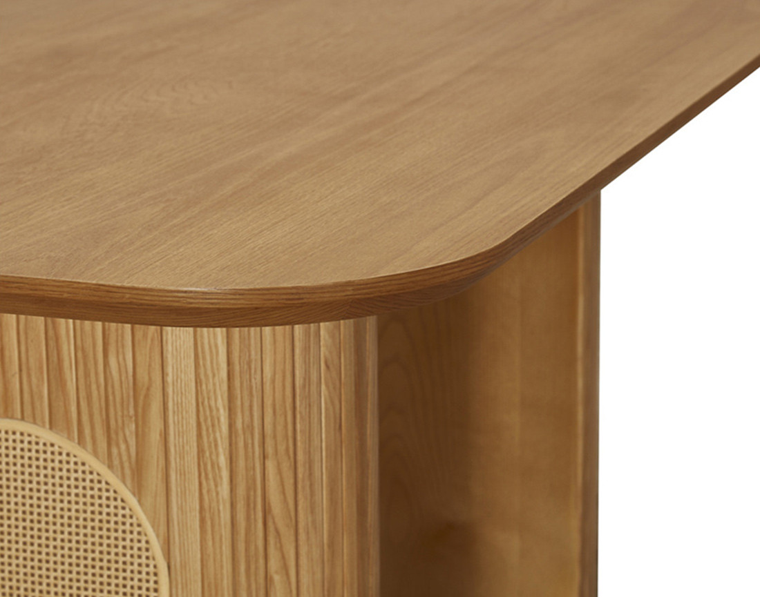 Table basse bois plaqué chêne et cannage 120 cm Milazzo