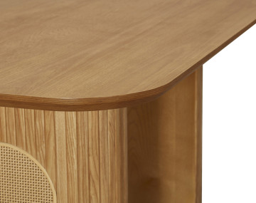Table basse bois plaqué chêne et cannage 120 cm Milazzo