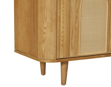 Buffet bas bois plaqué chêne et cannage 3 tiroirs et 2 portes 160 cm Milazzo