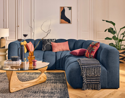 Module d'assise gauche en tissu texturé Debbie