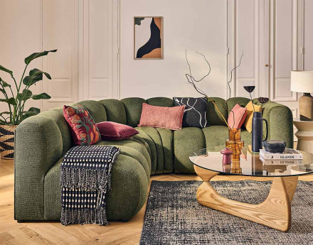 Module d'assise droit en tissu texturé Debbie