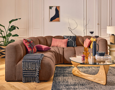 Module d'assise droit en tissu texturé Debbie