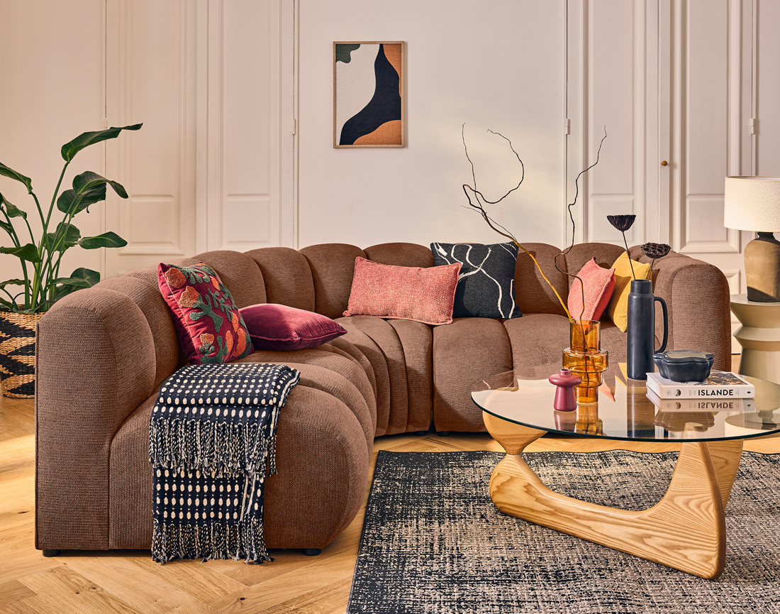 Module d'assise droit en tissu texturé Debbie