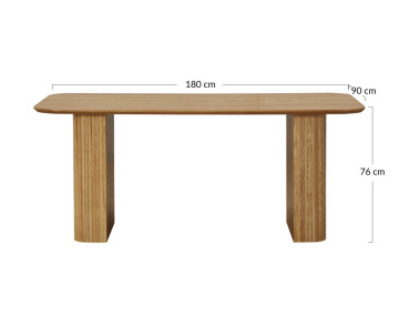 Table à manger bois plaqué chêne et cannage 180 cm Milazzo