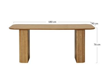 Table à manger bois plaqué chêne et cannage 180 cm Milazzo