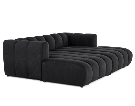Canapé modulable droit 3 places avec double méridienne - assise profonde - en tissu texturé Debbie