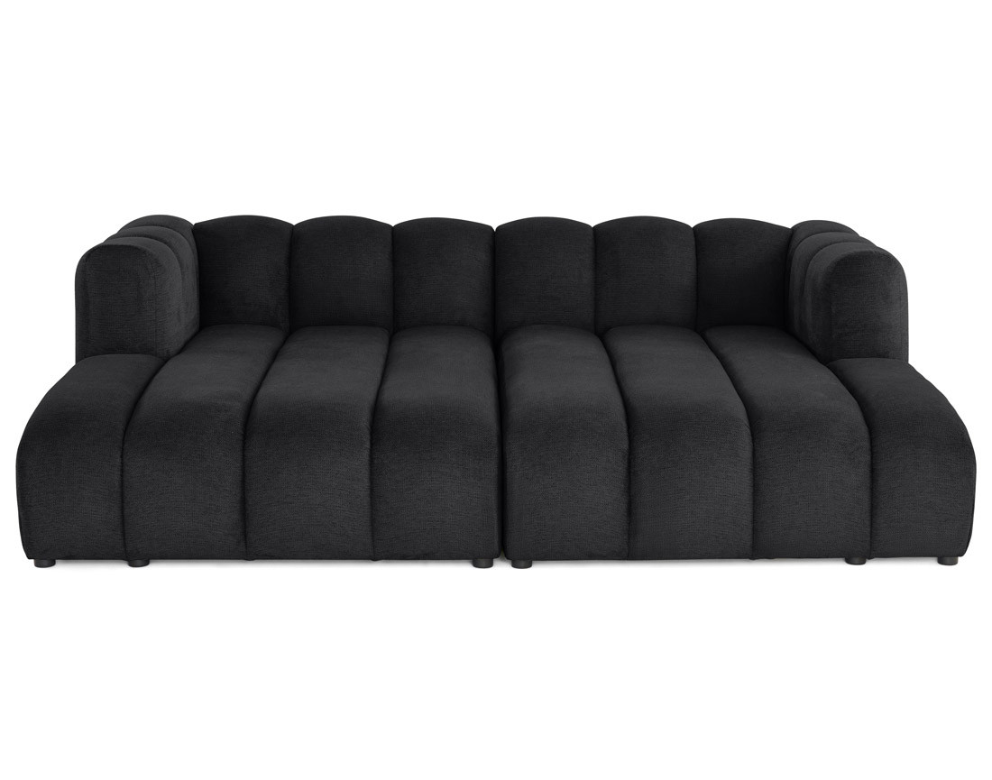 Canapé modulable droit 3 places avec double méridienne - assise profonde - en tissu texturé Debbie Canapé modulable droit 3 places avec double méridienne - assise profonde - en tissu texturé Debbie