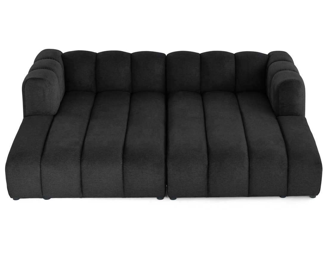 Canapé modulable droit 3 places avec double méridienne - assise profonde - en tissu texturé Debbie Canapé modulable droit 3 places avec double méridienne - assise profonde - en tissu texturé Debbie