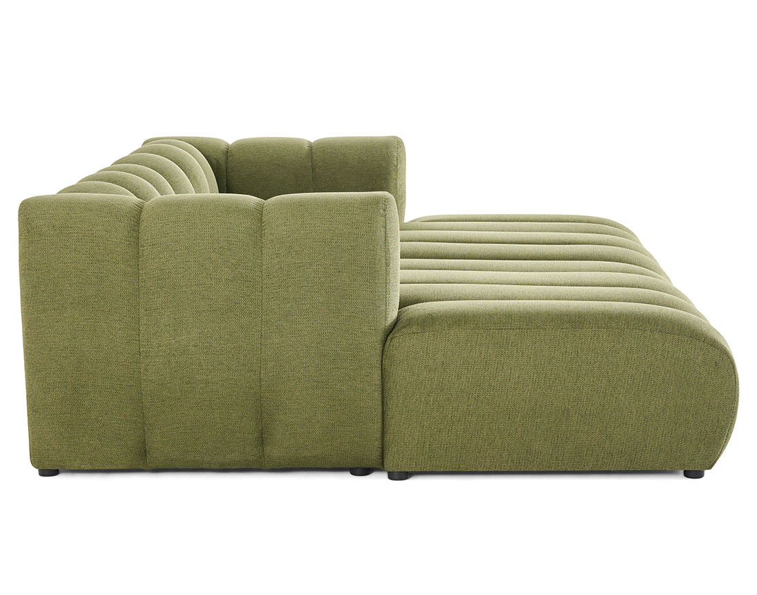 Canapé modulable droit 3 places avec double méridienne - assise profonde - en tissu texturé Debbie