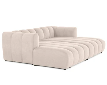 Canapé modulable droit 3 places avec double méridienne - assise profonde - en tissu texturé Debbie