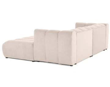 Canapé modulable droit 3 places avec double méridienne - assise profonde - en tissu texturé Debbie