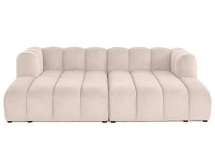 Canapé modulable droit 3 places avec double méridienne - assise profonde - en tissu texturé Debbie