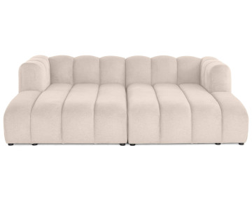 Canapé modulable droit 3 places avec double méridienne - assise profonde - en tissu texturé Debbie